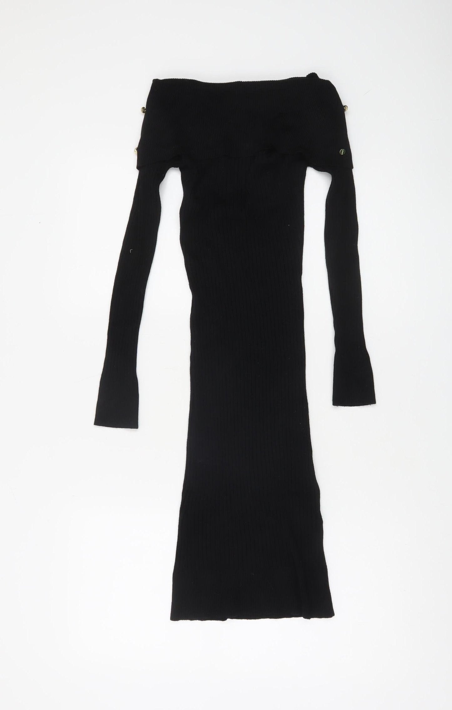 Lipsy London Women Black Off Shoulder Bodycon Long Sleeve Dress Size 10