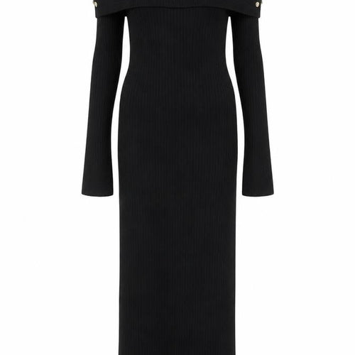 Lipsy London Women Black Off Shoulder Bodycon Long Sleeve Dress Size 10