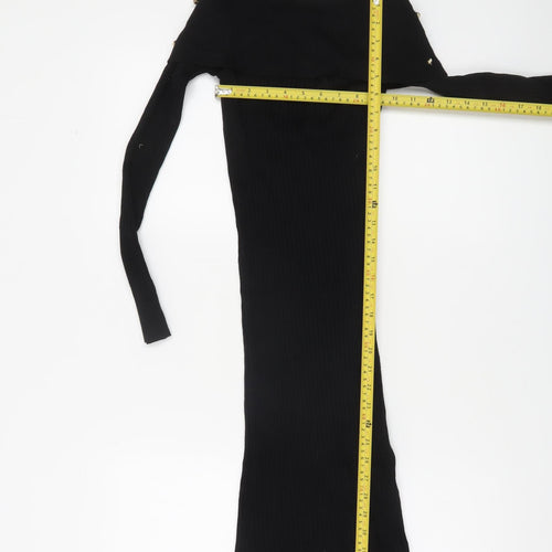 Lipsy London Women Black Off Shoulder Bodycon Long Sleeve Dress Size 10