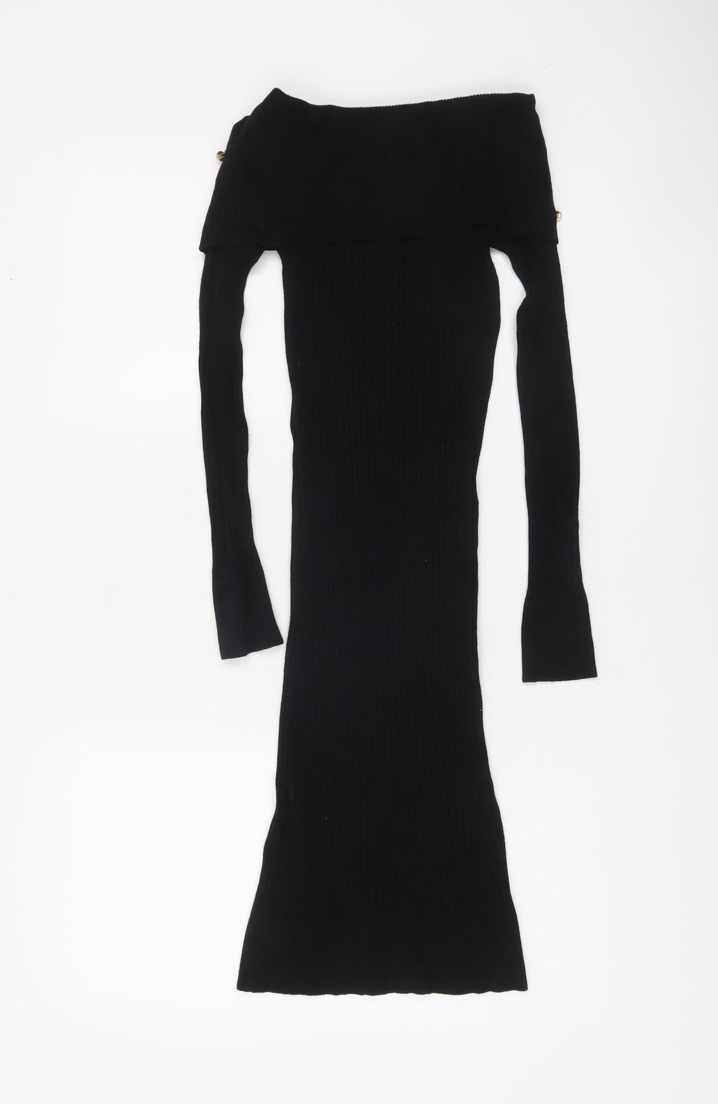 Lipsy London Women Black Off Shoulder Bodycon Long Sleeve Dress Size 10