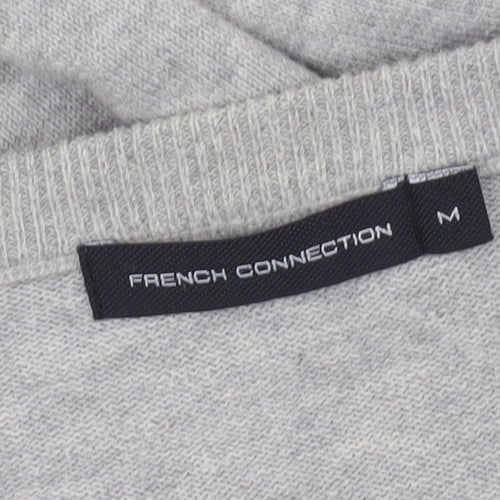 French Connection Men's Grey Cotton V-Neck Jumper Size M