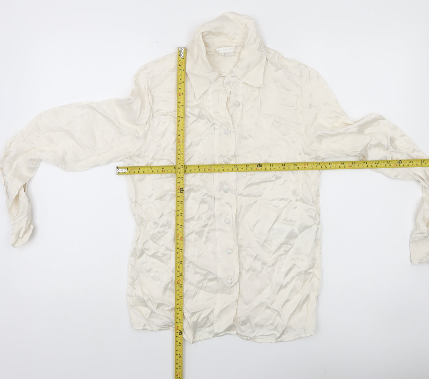 Ghost Women's Ivory Viscose Button-Up Shirt XS
