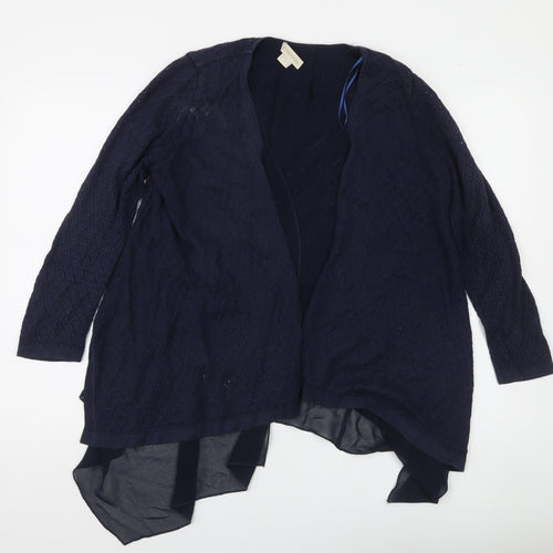 Monsoon Women Blue Open Knit Long Sleeve Cardigan UK 8