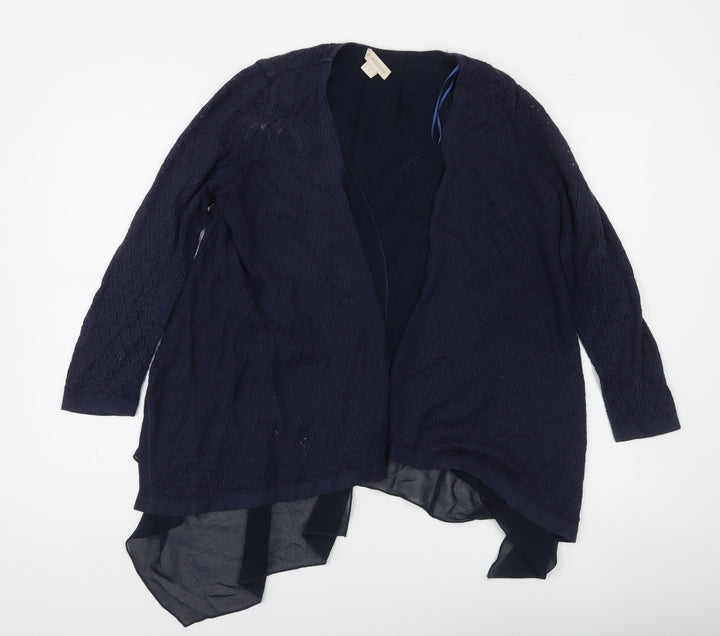 Monsoon Women Blue Open Knit Long Sleeve Cardigan UK 8