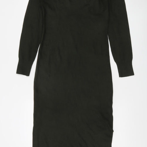 French Connection Women's Green Long Sleeve Midi Bodycon Dress L