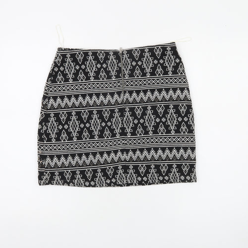 Atmosphere Womens Black Geometric Sequin Pencil Mini Skirt Size 8
