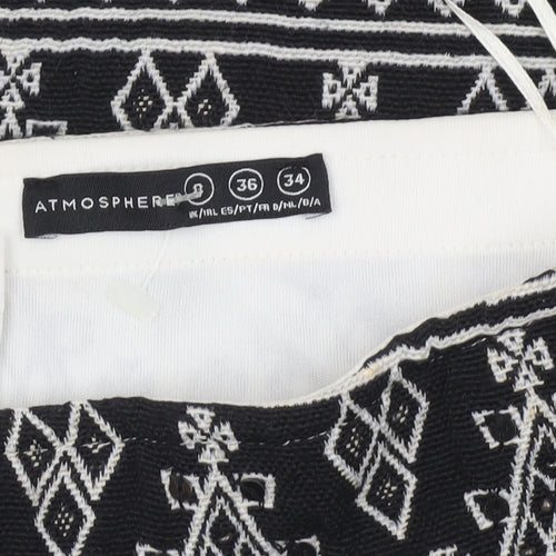 Atmosphere Womens Black Geometric Sequin Pencil Mini Skirt Size 8
