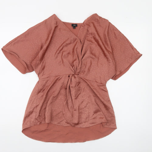 River Island Women’s Brown Wrap Blouse Size 10 Short Sleeve