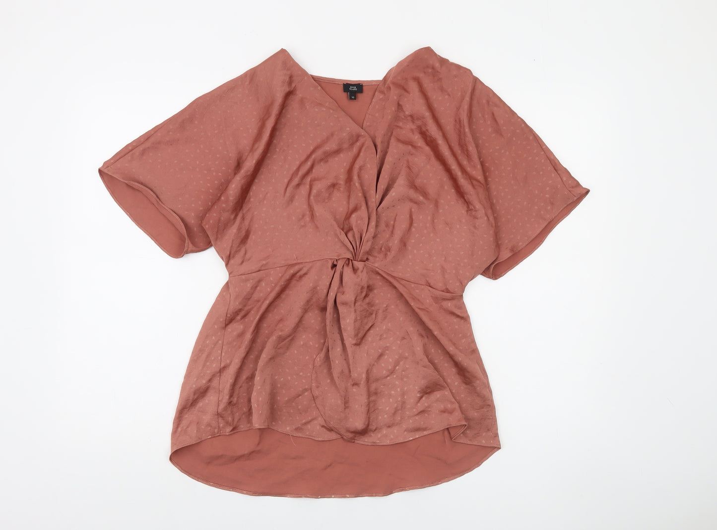 River Island Women’s Brown Wrap Blouse Size 10 Short Sleeve
