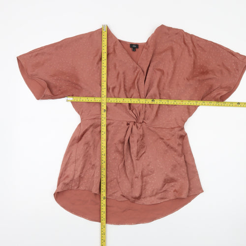 River Island Women’s Brown Wrap Blouse Size 10 Short Sleeve