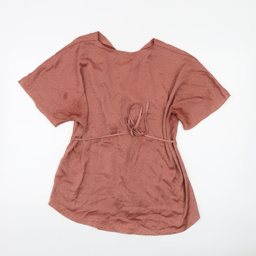 River Island Women’s Brown Wrap Blouse Size 10 Short Sleeve