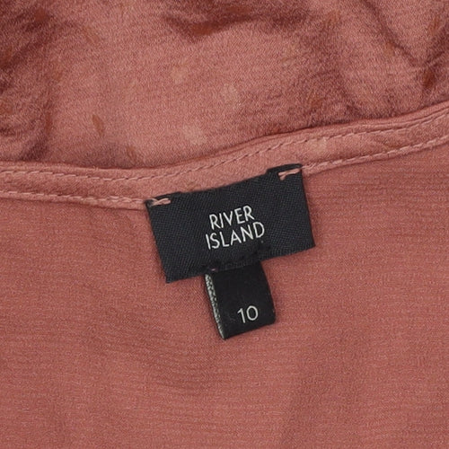 River Island Women’s Brown Wrap Blouse Size 10 Short Sleeve