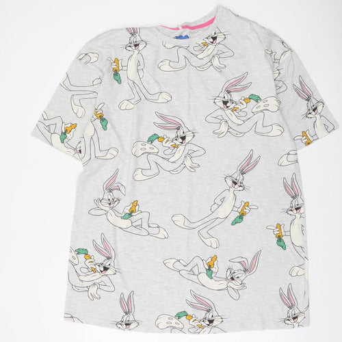 Warner Bros Women Grey Bugs Bunny Nightshirt L Cotton Blend