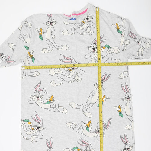 Warner Bros Women Grey Bugs Bunny Nightshirt L Cotton Blend