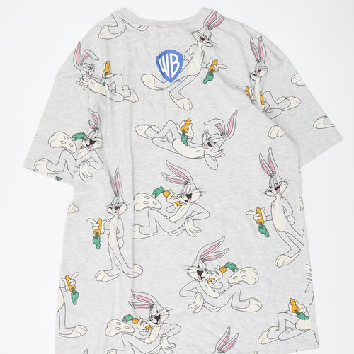 Warner Bros Women Grey Bugs Bunny Nightshirt L Cotton Blend