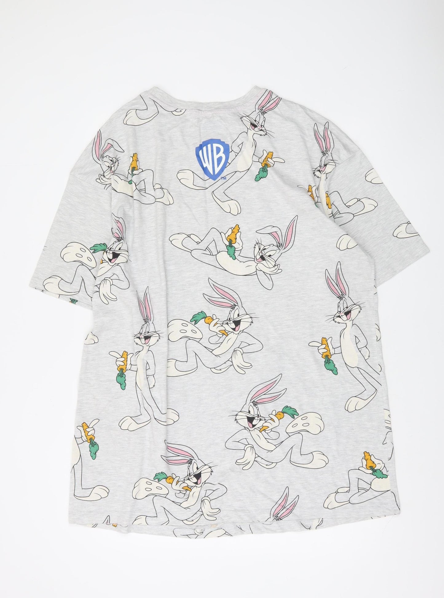 Warner Bros Women Grey Bugs Bunny Nightshirt L Cotton Blend