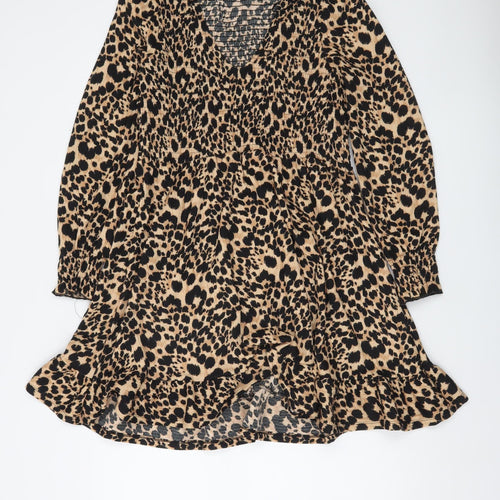 Savida Women Beige Leopard Print A-Line Dress Size 12