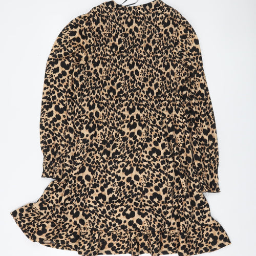 Savida Women Beige Leopard Print A-Line Dress Size 12