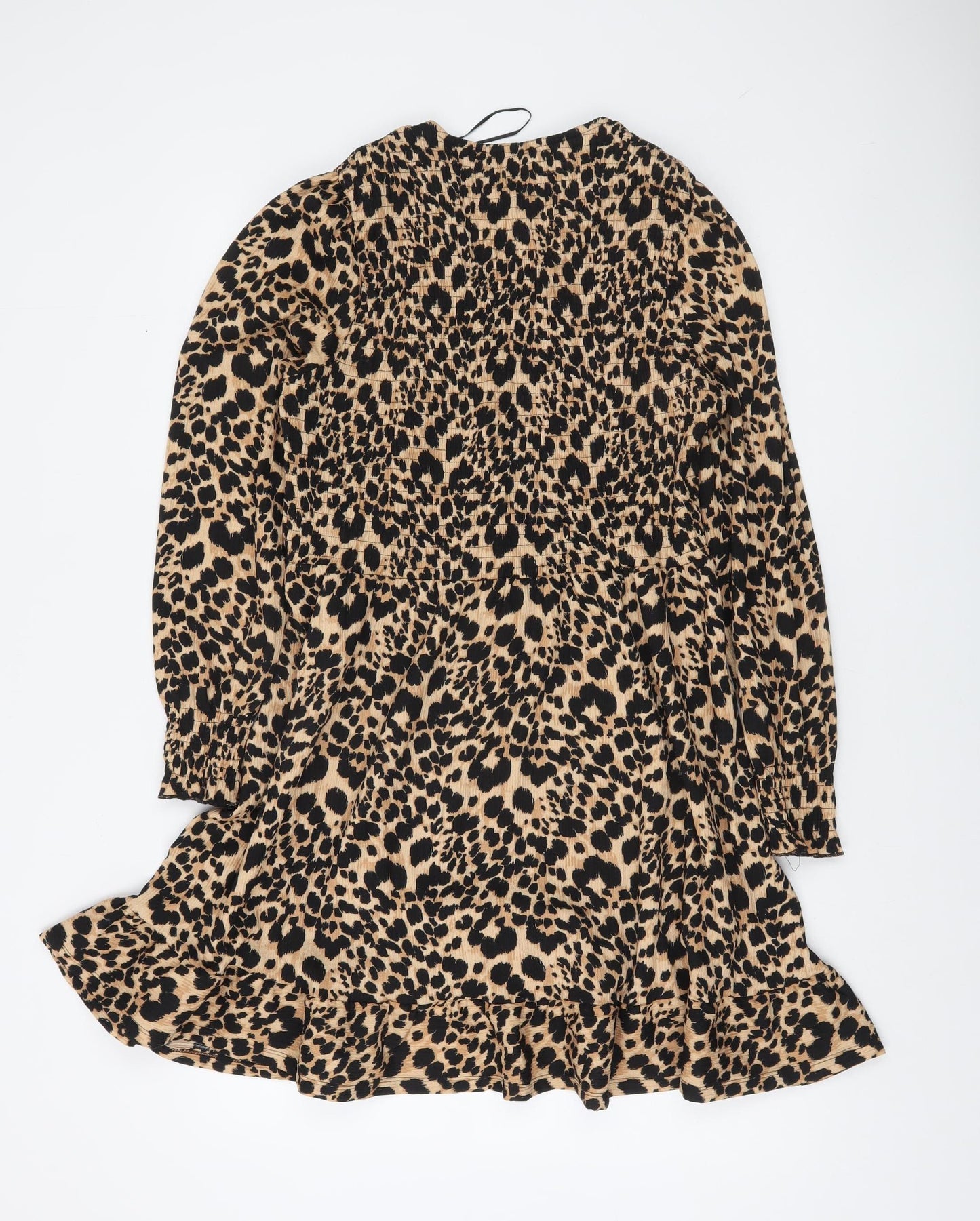 Savida Women Beige Leopard Print A-Line Dress Size 12