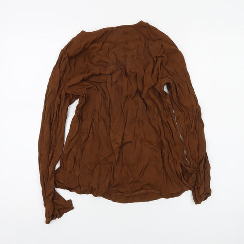 River Island Women’s Brown Long Sleeve V-Neck Tunic Blouse Size 10