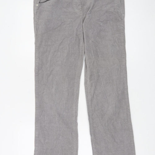 TU Women Grey Straight Corduroy Trousers 14S Cotton Blend