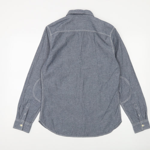 Topman Men's Blue Cotton Button-Up Shirt UK M Long Sleeve Casual
