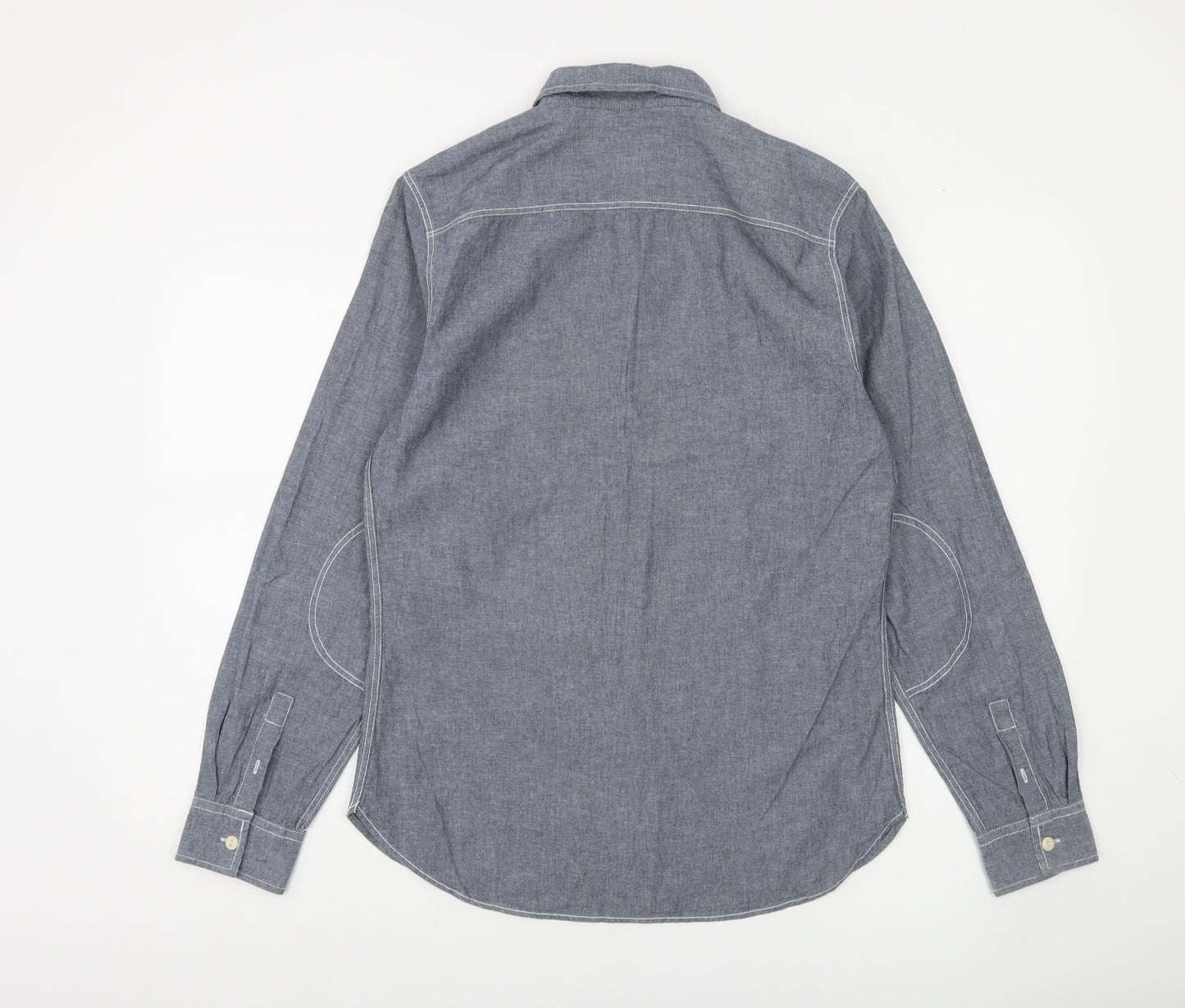 Topman Men's Blue Cotton Button-Up Shirt UK M Long Sleeve Casual