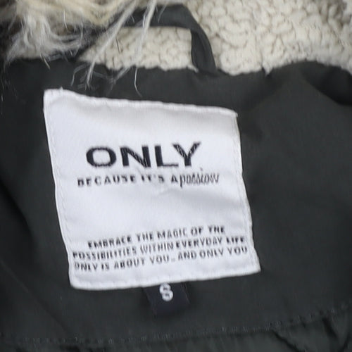 ONLY Women's Green Faux Fur Hooded Parka Jacket Size S