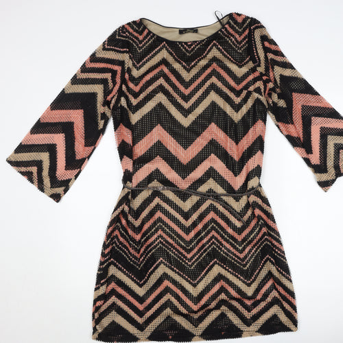 Le Vertige Women’s Multicoloured Chevron Mini Bodycon Dress Size 12