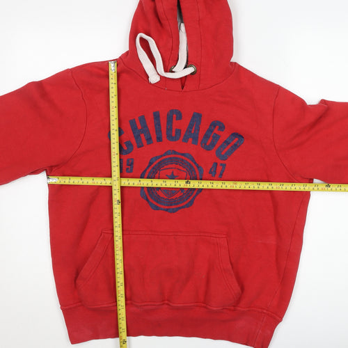 CargoQuay Men’s Red Chicago Pullover Hoodie L Fleece Graphic Print