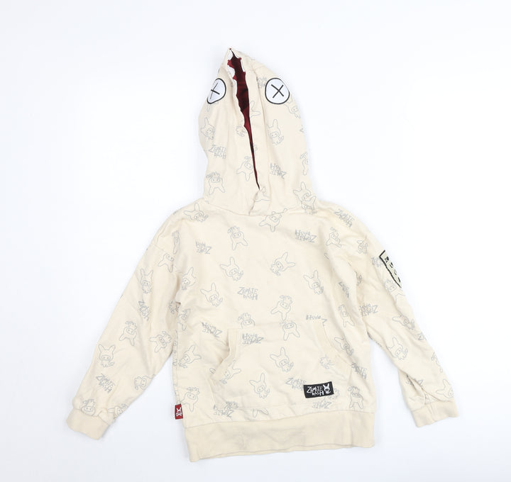 Zombie Dash Boys Beige Graphic Pullover Hoodie 9 Years