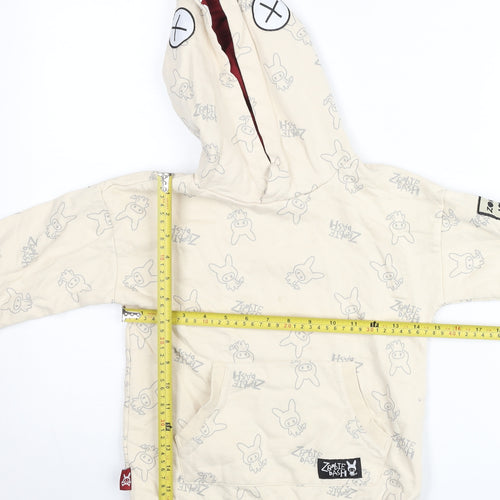 Zombie Dash Boys Beige Graphic Pullover Hoodie 9 Years