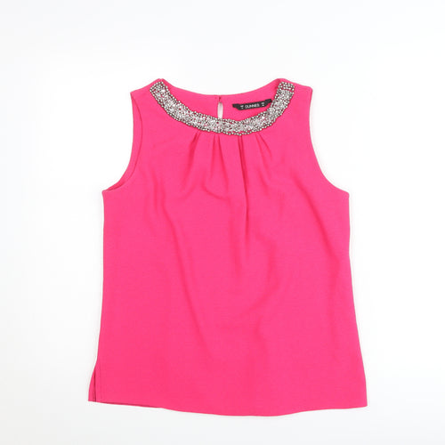 Dunnes Women’s Pink Beaded Neck Sleeveless Blouse Size 12