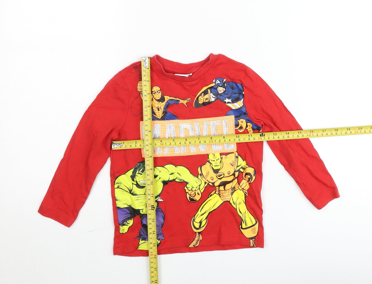 Marvel Boys Red Long Sleeve Superhero Pullover Jumper 4-5 Years