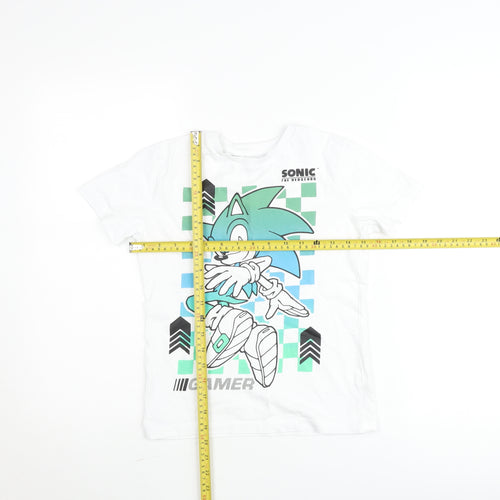Sega Boys White Sonic The Hedgehog Graphic Gamer T-Shirt 6-7 Years