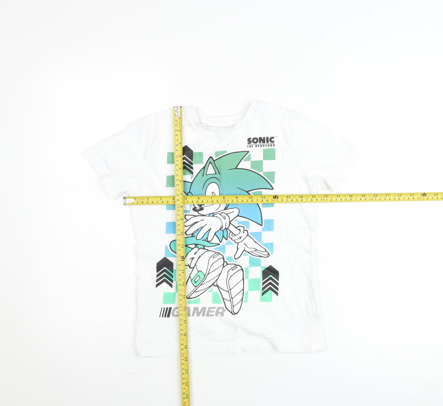 Sega Boys White Sonic The Hedgehog Graphic Gamer T-Shirt 6-7 Years