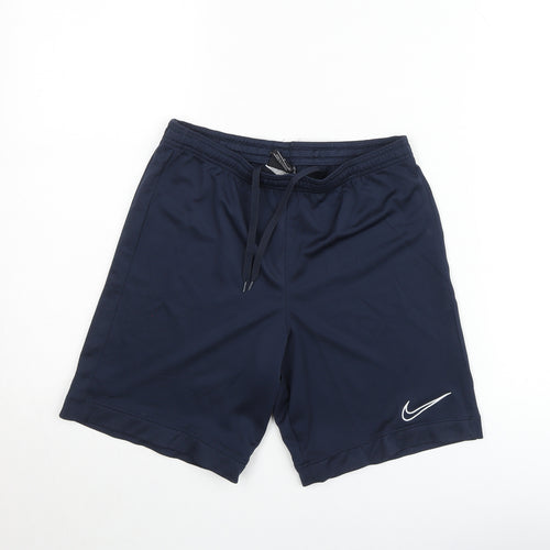 Nike Boys Navy Blue Dri-FIT Athletic Shorts S Polyester Drawstring