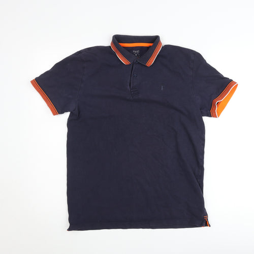 Next Men's Blue Regular Fit Cotton Polo Shirt Size M Short Sleeve
