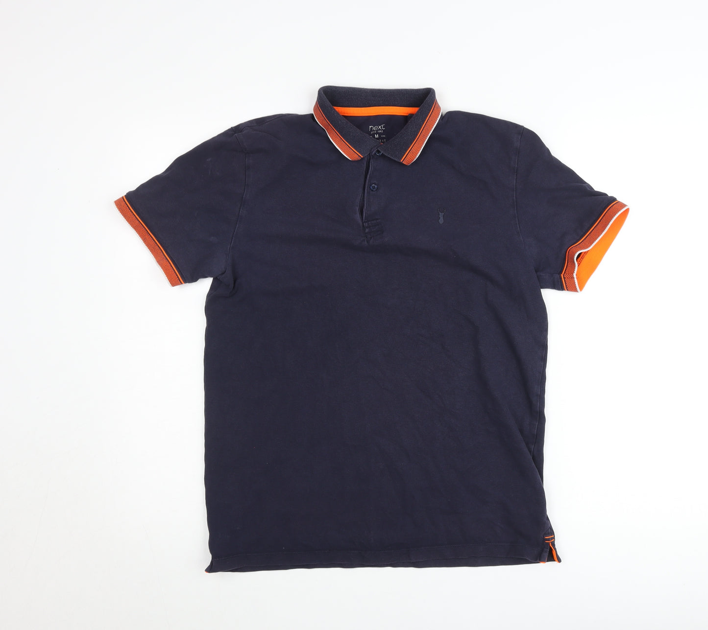 Next Men's Blue Regular Fit Cotton Polo Shirt Size M Short Sleeve