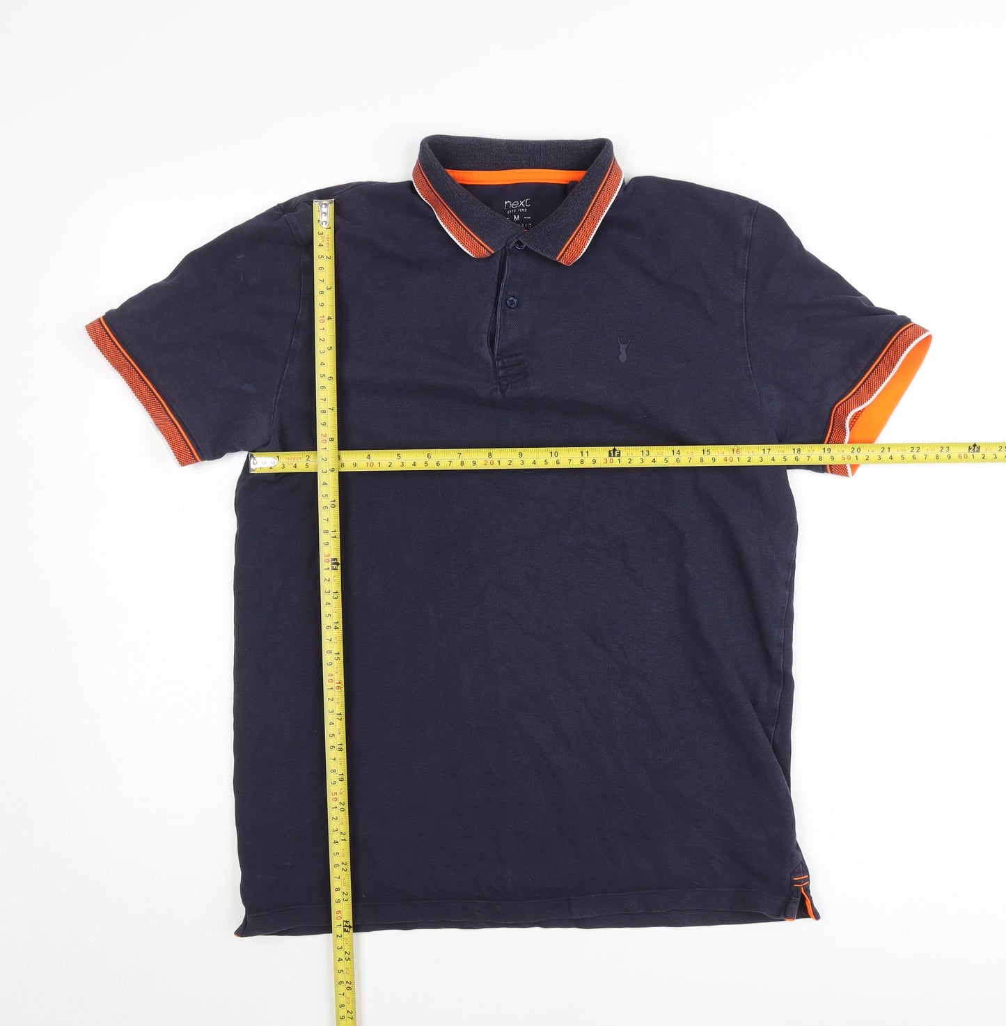 Next Men's Blue Regular Fit Cotton Polo Shirt Size M Short Sleeve