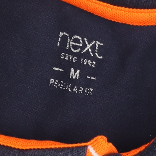 Next Men's Blue Regular Fit Cotton Polo Shirt Size M Short Sleeve