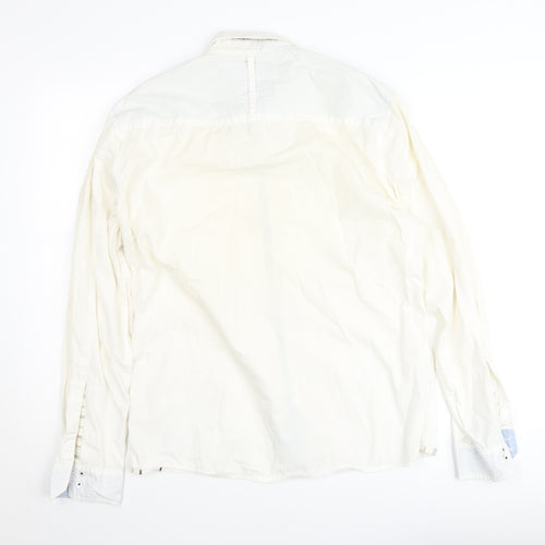 Pepe Jeans London Men's White Cotton Regular Fit Long Sleeve Button-Up Shirt Size L