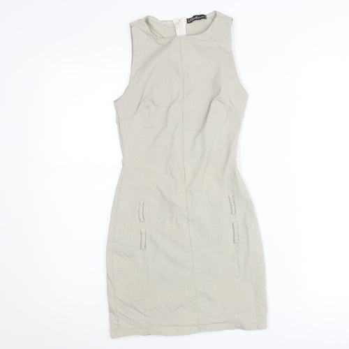 Stylewise Womens Beige Sleeveless Shift Dress Size 10