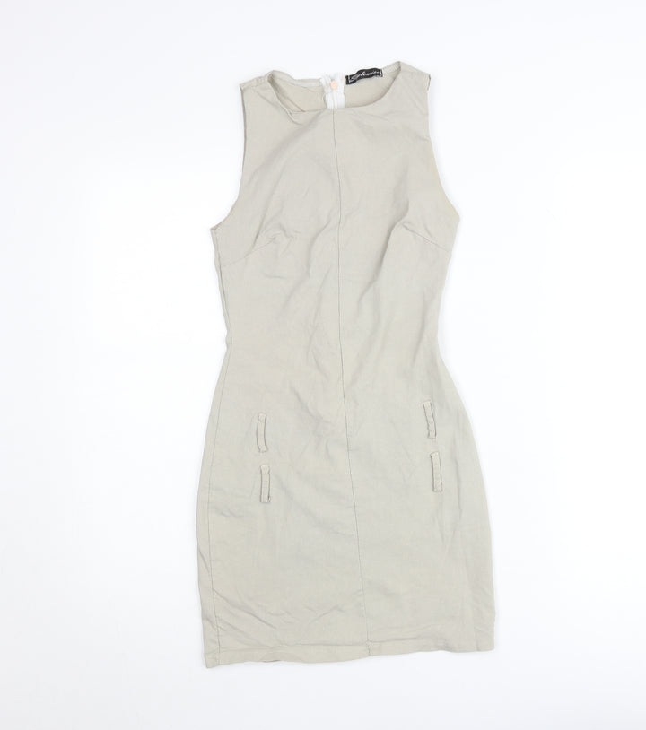 Stylewise Womens Beige Sleeveless Shift Dress Size 10