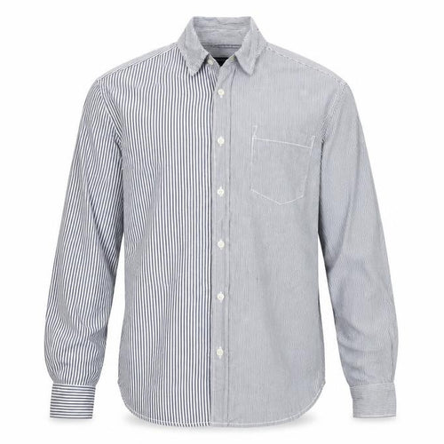 French Connection Men's Blue Striped Regular Fit Cotton Button-Up Shirt M