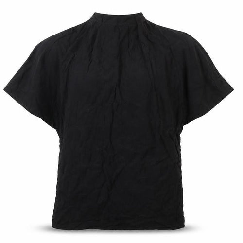 & Other Stories Women Black Short Sleeve Button Accented Chiffon Blouse Size 8