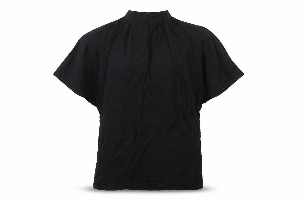 & Other Stories Women Black Short Sleeve Button Accented Chiffon Blouse Size 8