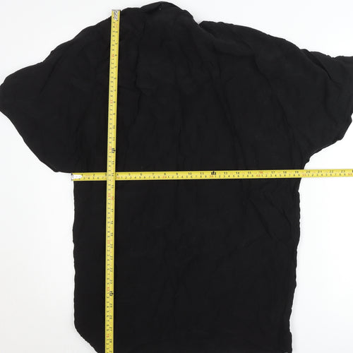 & Other Stories Women Black Short Sleeve Button Accented Chiffon Blouse Size 8
