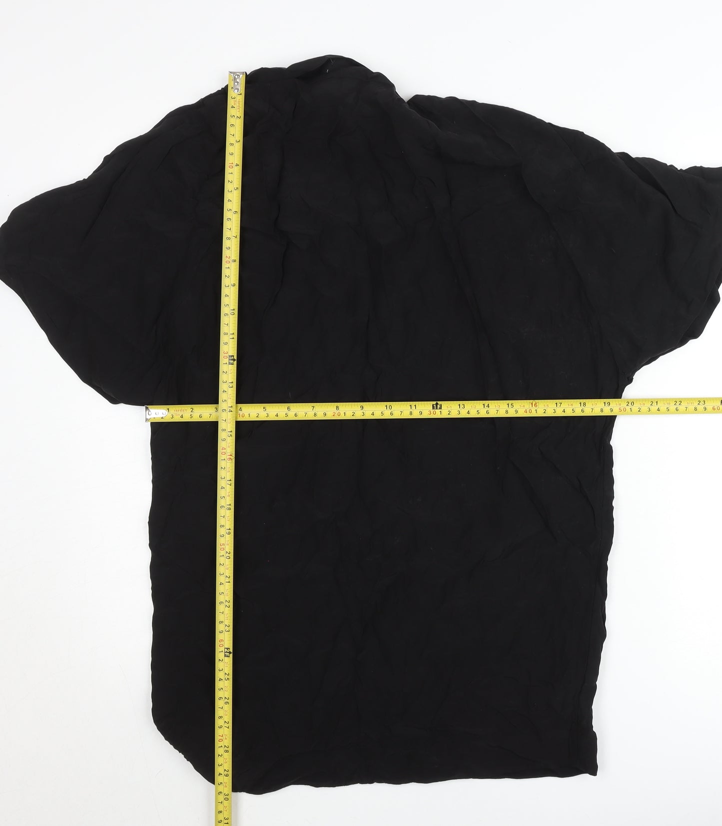 & Other Stories Women Black Short Sleeve Button Accented Chiffon Blouse Size 8