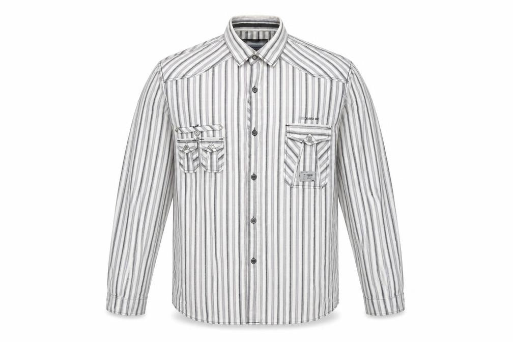 Next Men's Grey Striped Slim Fit Long Sleeve Button-Up Shirt XL
